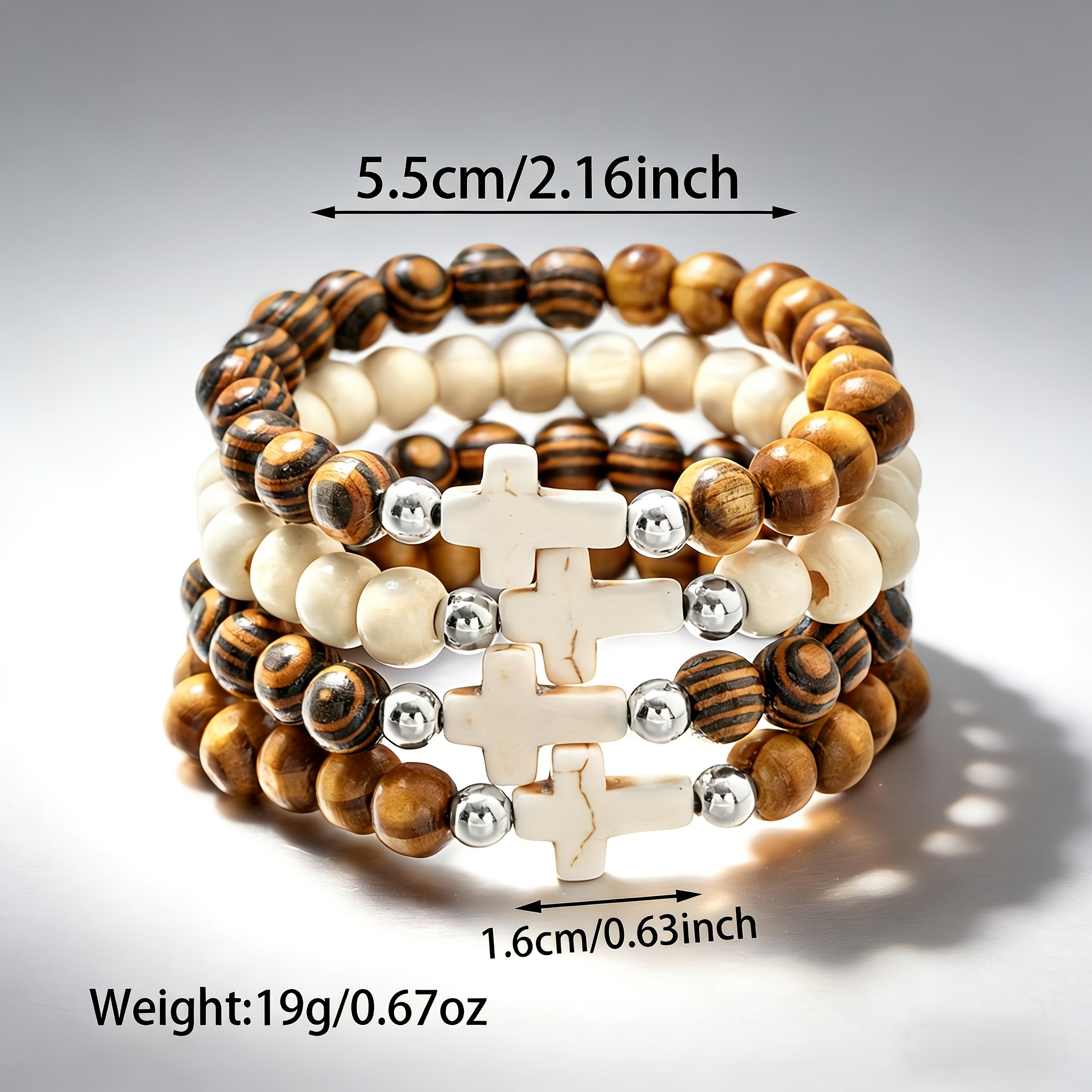 Random 12pcs Ethnic Style Wooden Bead Bracelet Set, Unisex